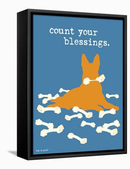 Count Your Blessings-Dog is Good-Framed Stretched Canvas