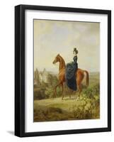 Countess Caroline Waldbott Von Bassenheim on Horseback in Front of Castle Leutstetten-Albrecht Adam-Framed Giclee Print