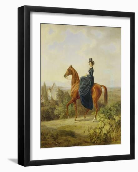 Countess Caroline Waldbott Von Bassenheim on Horseback in Front of Castle Leutstetten-Albrecht Adam-Framed Giclee Print