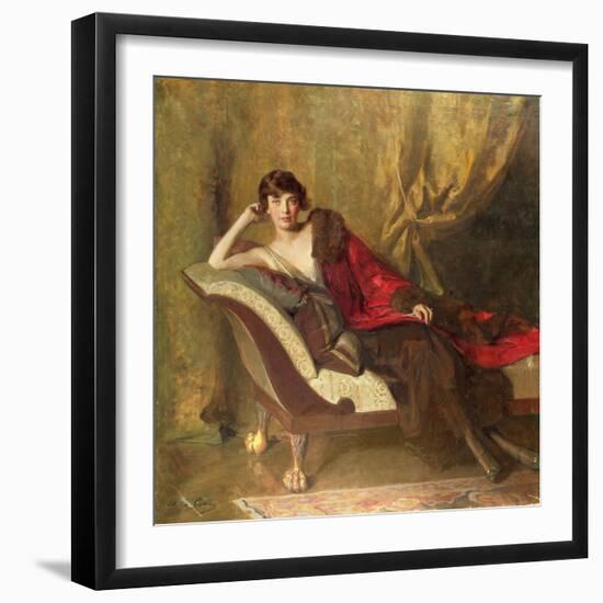 Countess Michael Karolyi, Reclining in a Divan, 1918-John Quincy Adams-Framed Giclee Print