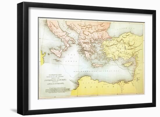 Countries Travelled by the Apostles and Showing the Journeys of St. Paul Between Asia and Europe-null-Framed Giclee Print