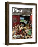 "Country Auction," Saturday Evening Post Cover, August 5, 1944-John Falter-Framed Giclee Print