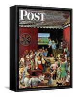 "Country Auction," Saturday Evening Post Cover, August 5, 1944-John Falter-Framed Stretched Canvas
