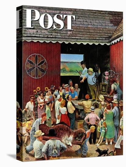 "Country Auction," Saturday Evening Post Cover, August 5, 1944-John Falter-Stretched Canvas
