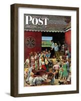 "Country Auction," Saturday Evening Post Cover, August 5, 1944-John Falter-Framed Giclee Print