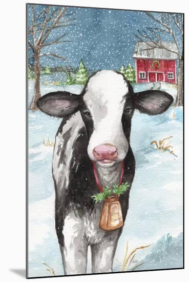 Country Barn Christmas with Wreath-Melinda Hipsher-Mounted Giclee Print