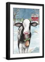 Country Barn Christmas with Wreath-Melinda Hipsher-Framed Premium Giclee Print