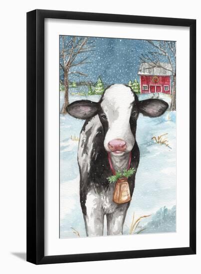 Country Barn Christmas with Wreath-Melinda Hipsher-Framed Premium Giclee Print