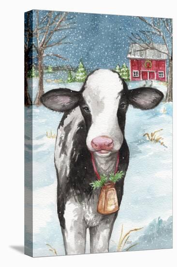 Country Barn Christmas with Wreath-Melinda Hipsher-Stretched Canvas