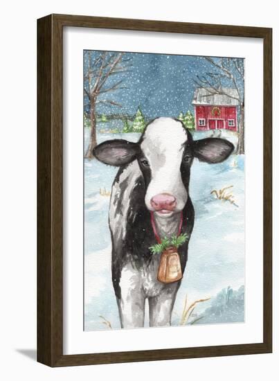Country Barn Christmas with Wreath-Melinda Hipsher-Framed Giclee Print