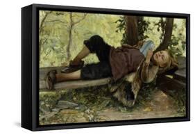 Country Boy Reading a Pamphlet-Ivan Ivanovich Tvorozhnikov-Framed Stretched Canvas