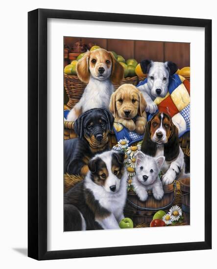 Country Bumpkin Puppies-Jenny Newland-Framed Giclee Print