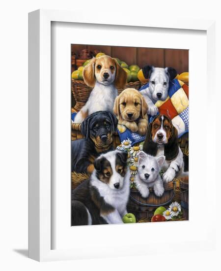 Country Bumpkin Puppies-Jenny Newland-Framed Giclee Print
