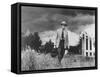 Country Doctor Ernest Ceriani Making House Call on Foot in Small Town-W^ Eugene Smith-Framed Stretched Canvas