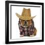 Country Dog - English Bulldog Puppy Dressed Up In Western Clothes And Hat On White Background-Willee Cole-Framed Photographic Print