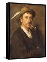 Country Farmer with Pipe-Franz Von Defregger-Framed Stretched Canvas