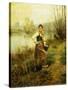 Country Girl-Daniel Ridgway Knight-Stretched Canvas