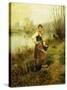 Country Girl-Daniel Ridgway Knight-Stretched Canvas