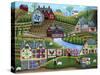Country Harvest Folk Art Quilt Farms-Cheryl Bartley-Stretched Canvas