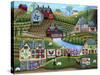 Country Harvest Folk Art Quilt Farms-Cheryl Bartley-Stretched Canvas