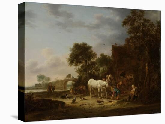 Country Inn with a Horse at the Trough-Isaac Van Ostade-Stretched Canvas