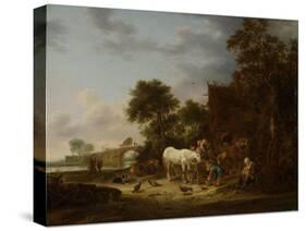 Country Inn with a Horse at the Trough-Isaac Van Ostade-Stretched Canvas