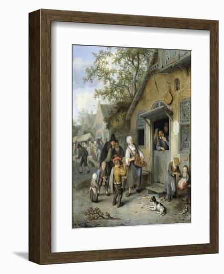 Country Kermis (Oil on Panel)-Cornelis Dusart-Framed Giclee Print