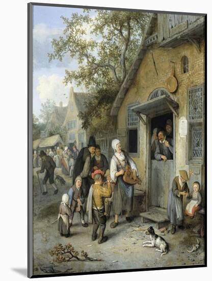 Country Kermis (Oil on Panel)-Cornelis Dusart-Mounted Giclee Print