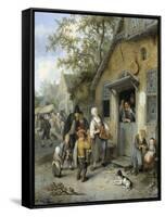 Country Kermis (Oil on Panel)-Cornelis Dusart-Framed Stretched Canvas