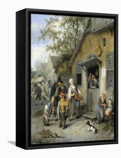 Country Kermis (Oil on Panel)-Cornelis Dusart-Framed Stretched Canvas