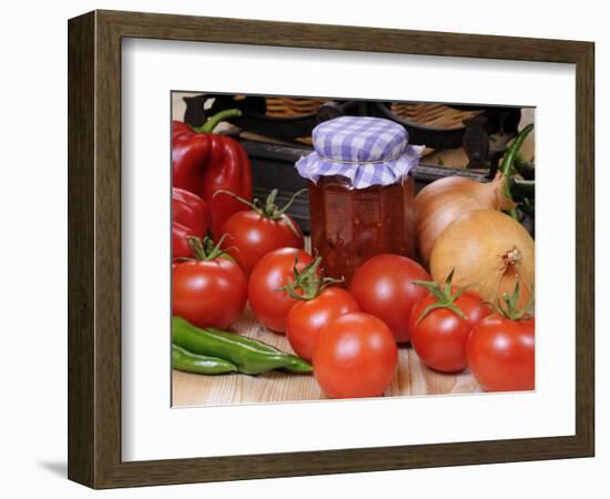 Country Kitchen Scene with Chutney Ingredients and Traditional Kitchen Scales, UK-Gary Smith-Framed Photographic Print