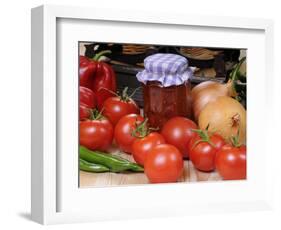 Country Kitchen Scene with Chutney Ingredients and Traditional Kitchen Scales, UK-Gary Smith-Framed Photographic Print