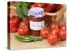 Country Kitchen Scene with Home Made Chutney and Ingredients - Tomatoes and Peppers, UK-Gary Smith-Stretched Canvas