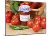 Country Kitchen Scene with Home Made Chutney and Ingredients - Tomatoes and Peppers, UK-Gary Smith-Mounted Photographic Print