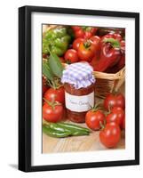 Country Kitchen Scene with Home Made Chutney and Ingredients - Tomatoes and Peppers, UK-Gary Smith-Framed Photographic Print