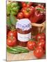 Country Kitchen Scene with Home Made Chutney and Ingredients - Tomatoes and Peppers, UK-Gary Smith-Mounted Photographic Print