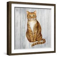 Country Kitty II on Wood-David Cater Brown-Framed Art Print