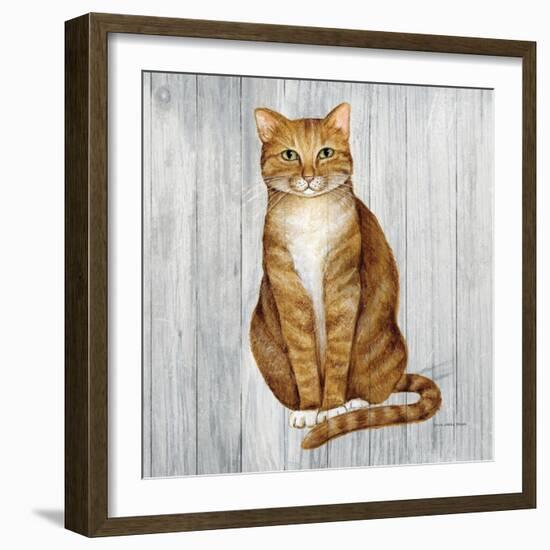 Country Kitty II on Wood-David Cater Brown-Framed Art Print