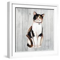 Country Kitty III on Wood-David Cater Brown-Framed Art Print