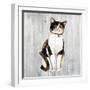 Country Kitty III on Wood-David Cater Brown-Framed Art Print