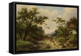 Country Landscape, 19Th Century-Barend Cornelis Koekkoek-Framed Stretched Canvas