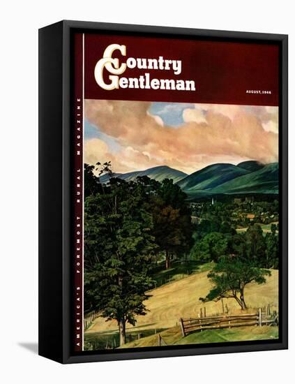 "Country Landscape," Country Gentleman Cover, August 1, 1946-Luigi Lucioni-Framed Stretched Canvas