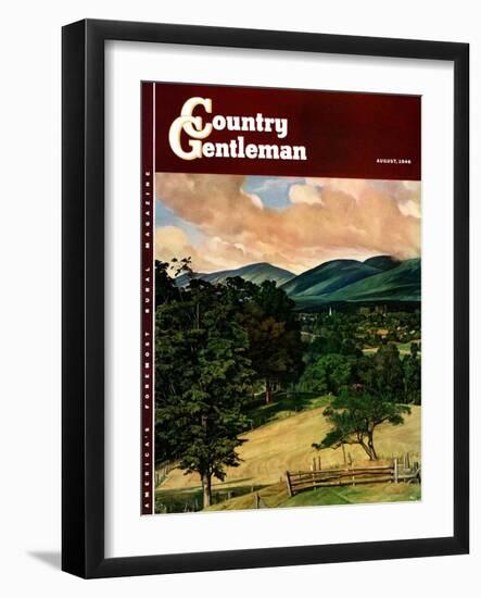 "Country Landscape," Country Gentleman Cover, August 1, 1946-Luigi Lucioni-Framed Giclee Print