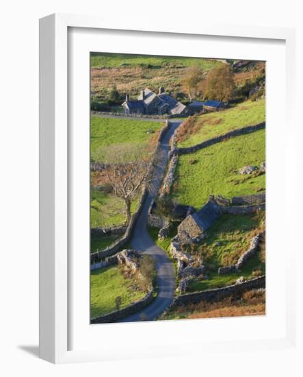 Country lane and houses, Snowdonia, North Wales-Peter Adams-Framed Photographic Print