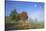 Country Lane Through the Meadows of the Eastern Rhšn Near Breitungen, Fog, Decreasing Moon-Uwe Steffens-Stretched Canvas