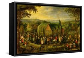 Country Life with a Wedding Scene-Jan Brueghel the Elder-Framed Stretched Canvas