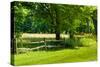 Country Meadow Wooden Fence in Berkshires Photo Poster Print-null-Stretched Canvas
