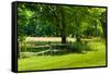 Country Meadow Wooden Fence in Berkshires Photo Poster Print-null-Framed Stretched Canvas