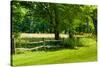 Country Meadow Wooden Fence in Berkshires Photo Poster Print-null-Stretched Canvas