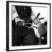 Country Music: Close Up of Spoons Being Played by Man in Overalls-Eric Schaal-Framed Photographic Print